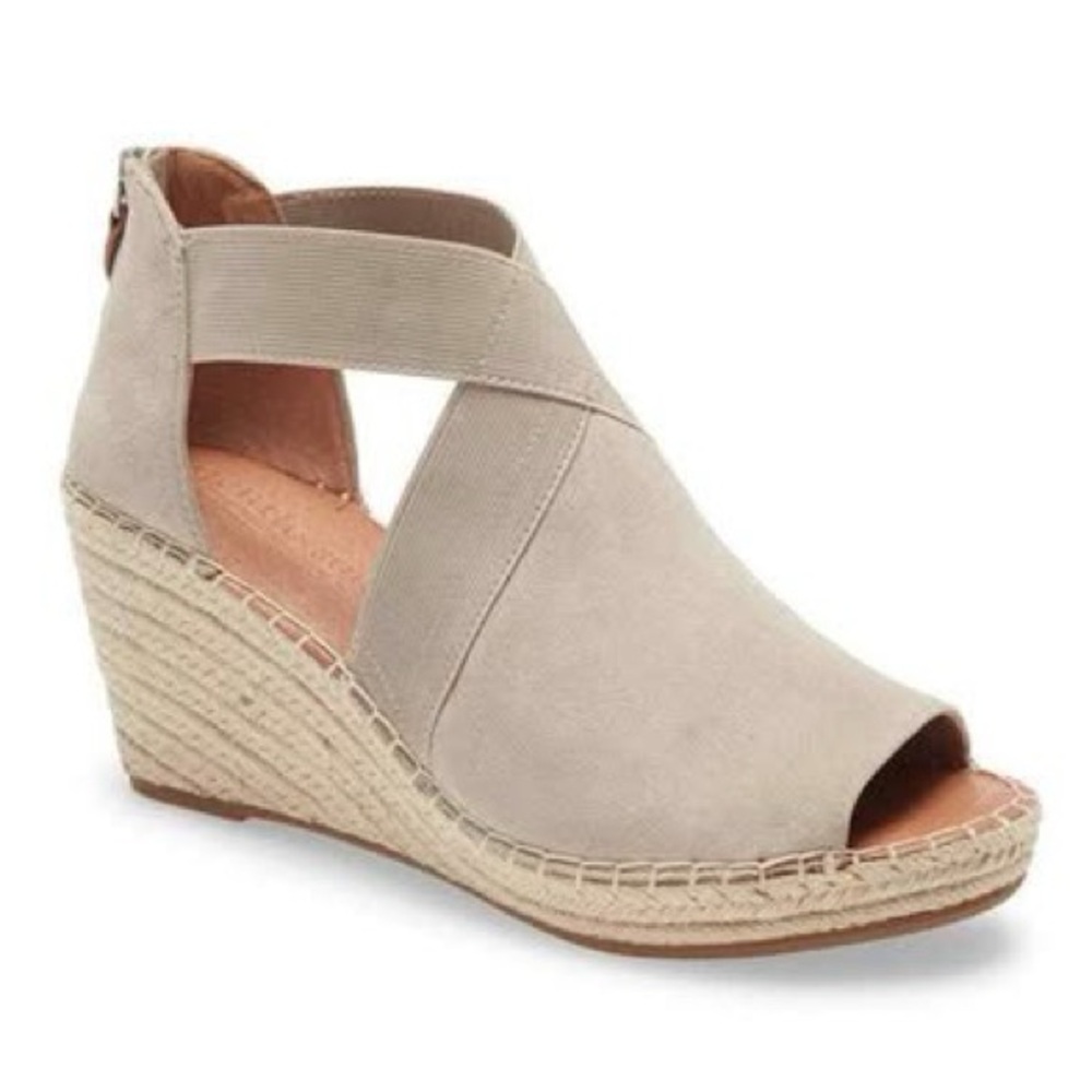 New GENTLE Souls by Kenneth Cole Coleen Cross Elastic Suede Espadrille Wedge